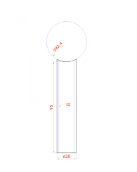 Přechod na vymezení vzdálenosti mezi sloupem ø 42,4 mm a kotevní deskou, ø 20x2,0 mm /L:95 mm, bez vnitřního šroubu, broušená nerez K320 / AISI304, bal: 1ks